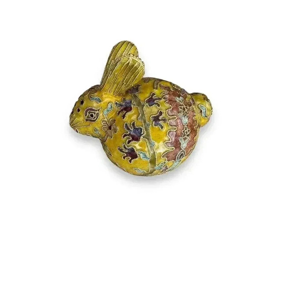 Vintage Cloisonne Enamel Bunny Rabbit Floral/Gold Decorated 3" - Picture 1 of 5
